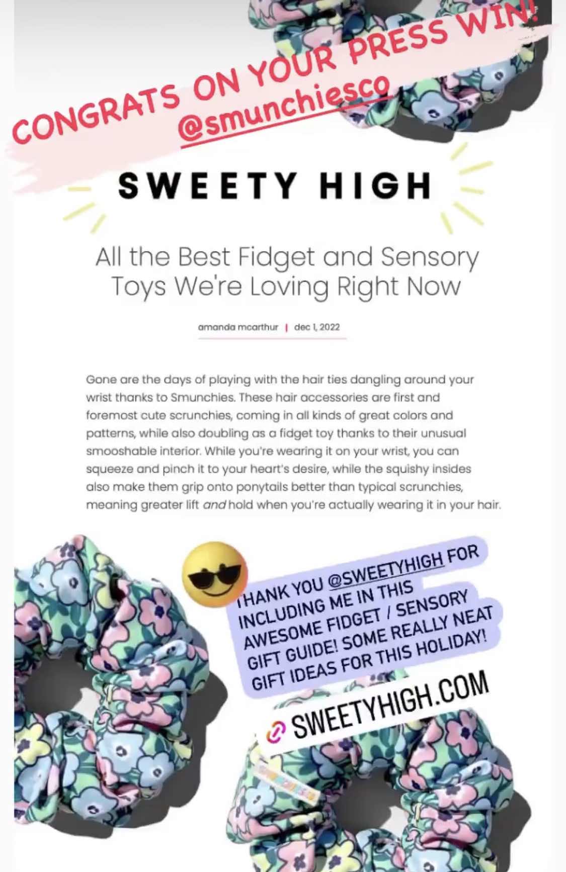 Smunchies scored a press win in a Sweety High gift guide